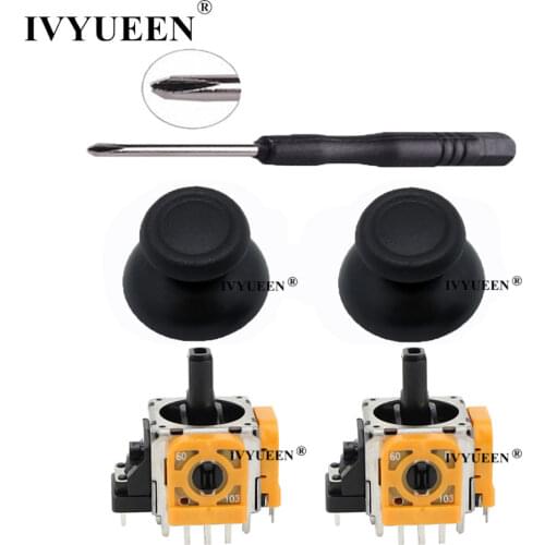 IVYUEEN 2 Sets for Dualshock 4 PS4 PRO Slim Controller 3D Analog Stick 3 Pin Sensor Module Potentiometer with ThumbSticks Caps