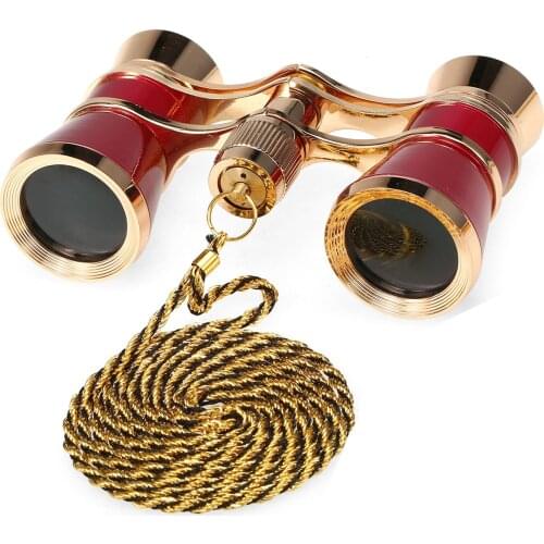 KKmoon 3×25 Vintage Opera Glasses Theater Binoculars Compact Lightweight Binoculars with Chain Carrying Case and Cleaning Cloth