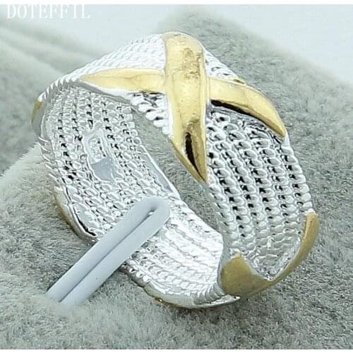 DOTEFFIL 925 Sterling Silver Letter X Ring For Women Wedding Engagement Party Fashion Charm Jewelry
