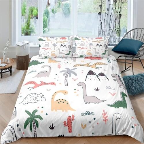 Luxury 3D Cartoon Dinosaur Print Home Living Comfortable Duvet Cover Set Kids Bedding Set Queen and King EU/US/AU/UK Size