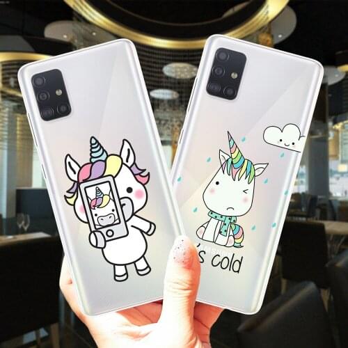 Cute Cartoon Unicorn Horse Soft Silicone Case Cover For Samsung A51 A71 A01 A10 A11 A21S A30 A31 A40 A41 A50 A60 A70 A30S A50S