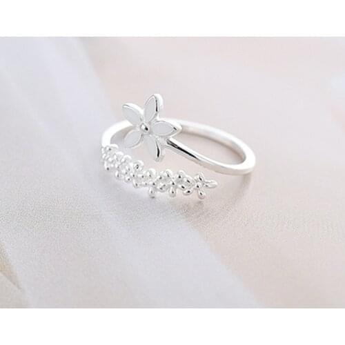 Fashion Flower 925 Sterling Silver Personality Korea Adjustable Engagement Rings For Women jz156