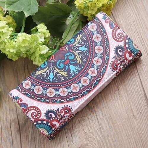 Fashion Multi-function Long Women Wallet Big Flower Printing Mobile Phone Bag Multi-layer Magnetic Buckle PU Purse B124