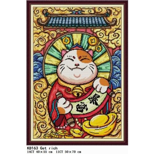Counted Embroidery Needlework Get Rich Cross Stitch Kit Stamped Stamped Patterns 11CT 14CT Printed Canvas Thread Home Decor Sets
