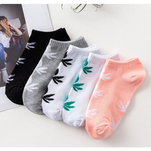 Womens Socks Korean-Style Cute Japanese Style Short Maple Leaf Low-Cut Low-Cut Thin Summer Boat Socks 10 Pairs