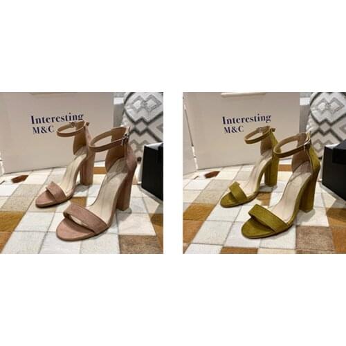New summer High-heeled sandals are Fashionable and Sexy and Suede womens shoes with buckles in large size