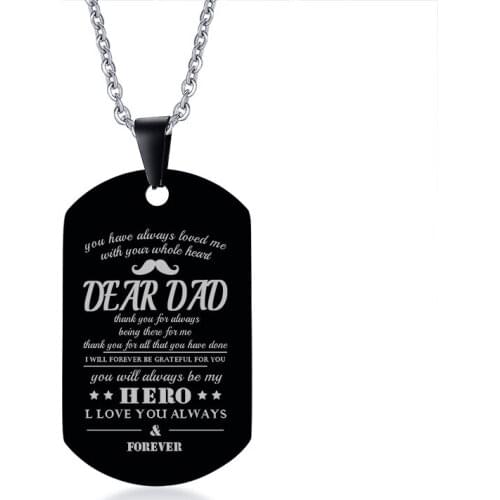 Engraved Dog Tags Pendant Necklace To My Son Daughter Love Dad Mom Stainless Steel Necklace Army Cards Family Jewelry