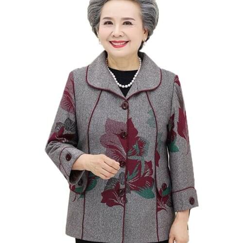 Middle-aged and Elderly Womens coat & jacket 2020 Spring new Women Outerwear Long Sleeve Jacket Plus Size 5XL Grandma Clothing