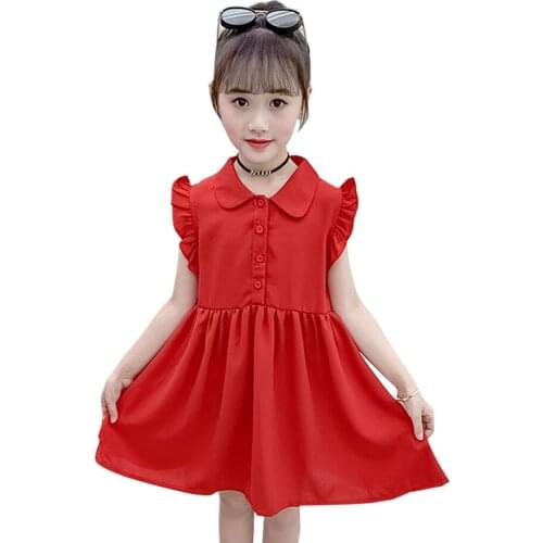Big Girl Dresses Solid Color Girls Dresses 2021 Newest Dress Kids Summer Girl Costume 6 8 10 12 14