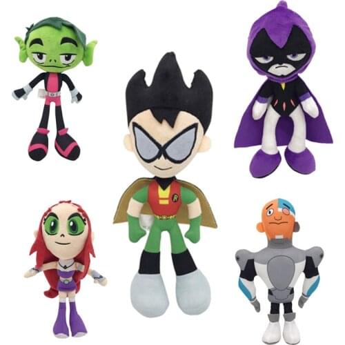 25CM Teen Titans Go Plush toys Movie Cartoon Figure Robin Cyborg Starfire Raven Beast Boy Soft Stuffed Plush Toys for Kids Gift