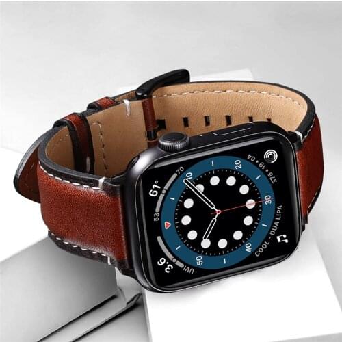 For iwatch 6 apple watch se band 44mm 40mm series 5 4 3 42mm 38mm strap Genuine Leather watchband accessories Replacement belt