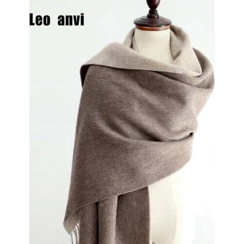 Leo anvi winter 100% wool scarf two color high quality Keep warm pashmina for women shawl long tassel cape shawls and wraps