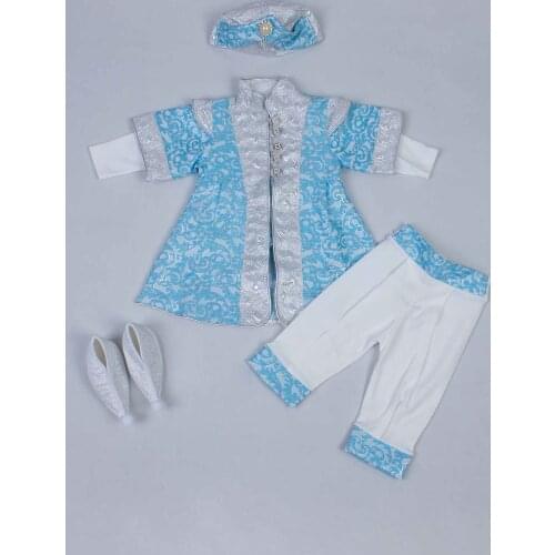 Blue Boy Baby Suit Prince Ottoman Prince Gentleman Formal Dresses Boys Babies 5 Piece Set Male Clothing Special Occasions Outfit Models