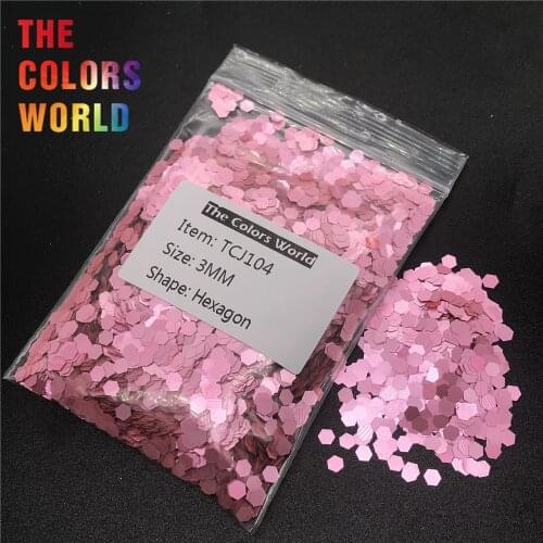 TCJ104 Pearlescent Matte Light Deep Pink Color Hexagon Shape Nail Glitter Nail Art Decorations Makeup Facepaint DIY Accessorie