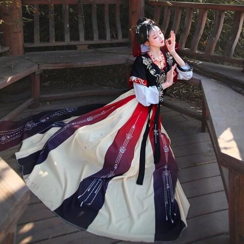 Traditional Hanfu Ancient Hanfu Folk Dance Costume Women Clothing Han Dynasty Oriental Princess Elegance Tang Dynasty Dance Wear