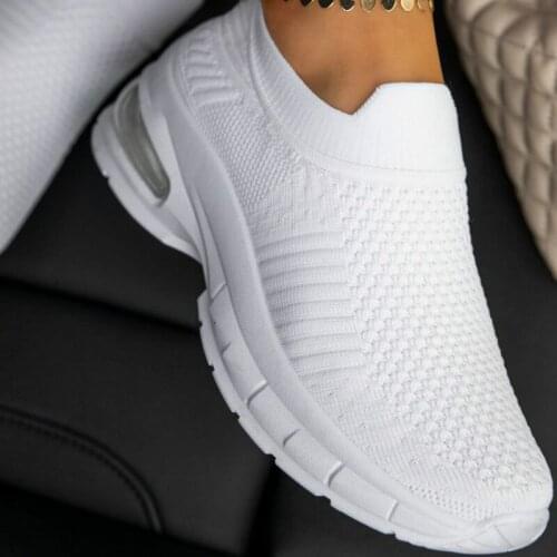 Nice Womens Vulcanized Shoes Female Walking Flat Anti-slip Breathable Walking Shoes Woman Sneakers Cushion Shoes Large Size43