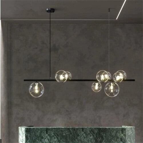 Creative LED Modern Chandelier For Living Room Dining Room Kitchen Glass Hanging Lighting Black Chandelier Indoor Home Lighting