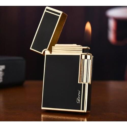 Clear Flat Sound Lighter Grinding Wheel Cigarette Creative Mens Metal Gas Inflatable Butane Flame Lighter The Best Gift