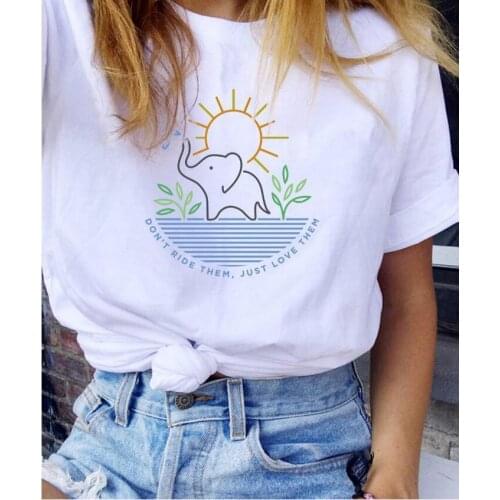 Don't Ride Them Just Love Them Elephant Shirt Summer Short Sleeve Womens Graphic Tees Women Aesthetic Tops Clothes