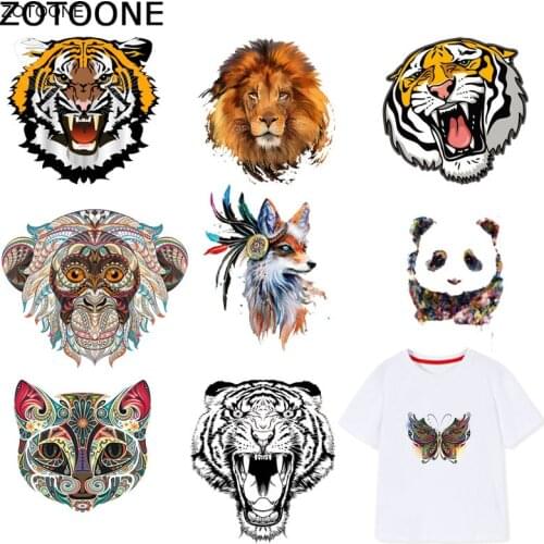 ZOTOONE Cute Animal Sticker Cat Tiger Dog Patches Iron on Transfers for Clothes T-shirt Heat Transfer Accessory Appliques F1