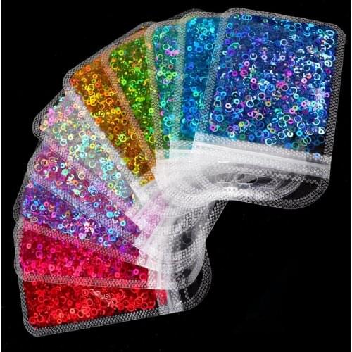 1Bag Mix Sizes Dreamlike Rainbow Round Holo Circle Sequins Nail Glitter Paillette Nail Art Slice Sequins Manicure Decoration