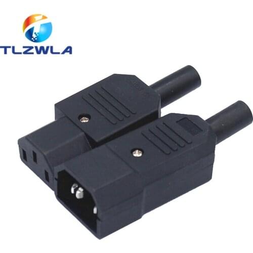 10PCS IEC320 AC 250V 10A C14 Male + C13 Female Inline Rewirable Main Power Socket Plug Connector New Arrival