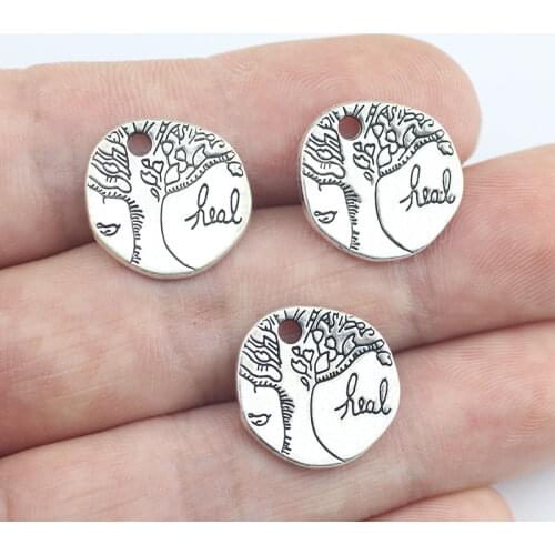 Newest 10Pieces 16*16mm Mixed Alloy Antique Silver Color Tree of Life Charms Keychain Pendant Accessory For DIY Jewelry Making
