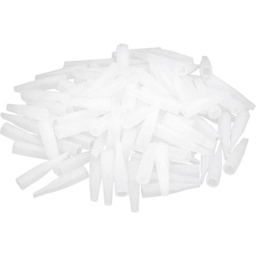 100 Small Syringe Needle Caps Disposable Sterilized Plastic Protect Tattoo Needles Tips Covers for Eyebrow Lip Permanent Makeup