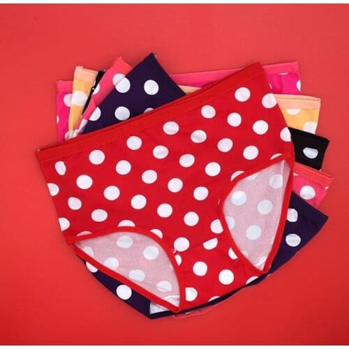 12psc/lot New Style Single Size Printing Lady Underwear Large Size Wave Point Loving Heart Mixture Colour Briefs Random Delivery