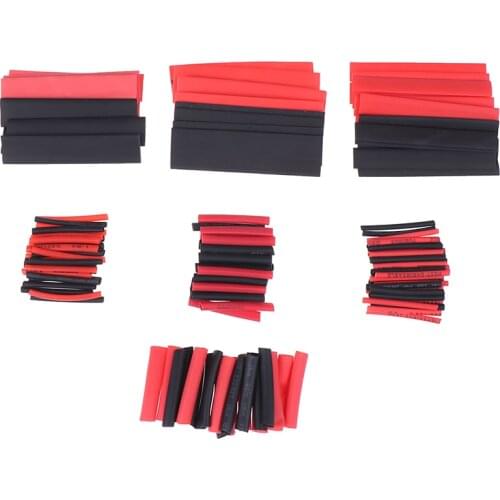 127Pcs Polyolefin Weatherproof Heat Shrink Sleeving Tubing Tube Assortment Kit Black Glue