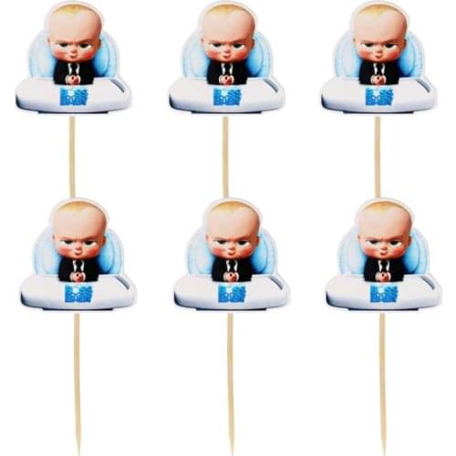 24pcs/lot Baby Boss Theme Happy Birthday Events Party Boys Kids Decoration Cupcake Toppers Supplies Baby Shower Cake Picks