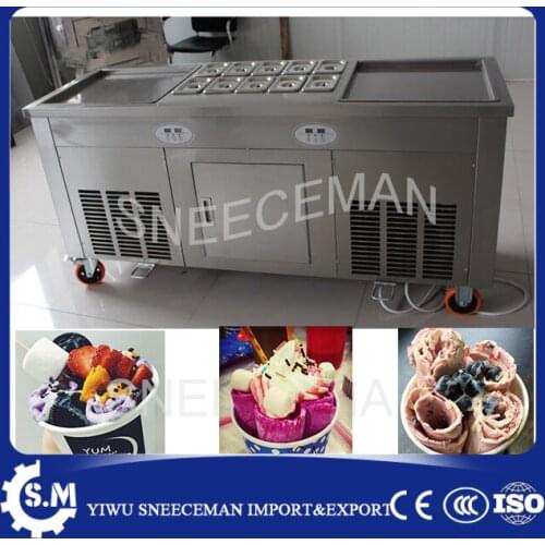 45cm square pan fried ice cream machine double pan roll flat fried ice cream roll roller machine