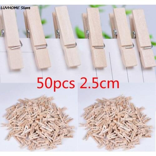 50 Pcs/lot Natural Mini Spring Wood Clips Clothes Photo Paper Peg Pin Clothespin Craft Clips Party Home Decoration Wholesale