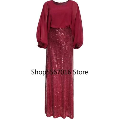 African Dresses For Women 2021 New Evening Party Gowns Elegant Sequin Maxi Dress Muslim Fashion Abaya Kaftan Ankara Outfit