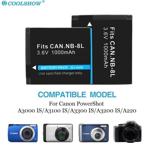 NB-8L NB 8L NB8L Battery For Canon PowerShot A3000 A3300 A3200 A1200 IS A3100 A2200 Camera Batterie 1000mAh