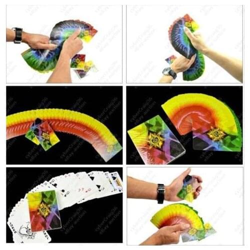 Free Shipping 2pcs/Lot Thin Fanning Manipulation 4 Way Changing Colour Fan Cards Deck Stage Magic Trick Magia Toys,Joke,Classic