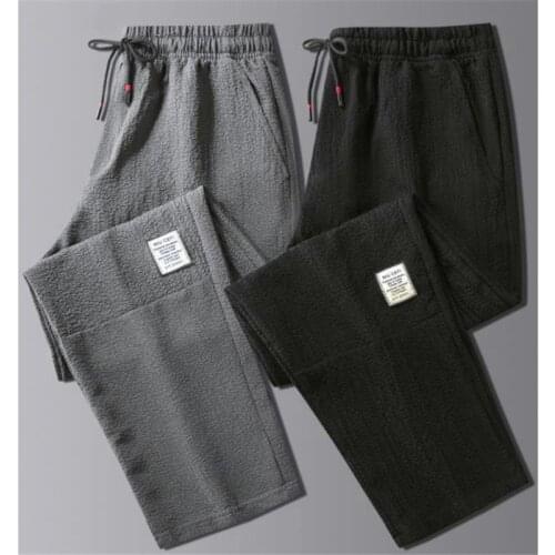 Men Trousers Jogging Casual Sweatpants Solid Color Summer Lightweight Baggy Track Straight Pants Big Size Male Clothes