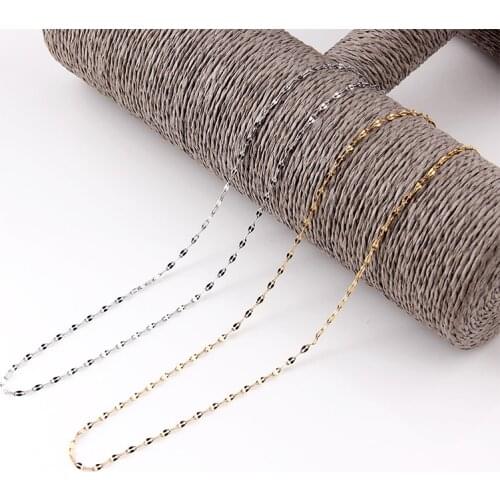 Gold Silver color Stainless Steel 2mm Link Chain Necklace 35 40 45 50 55CM Long lip Chain Lobster Clasp Necklace women 5pcs