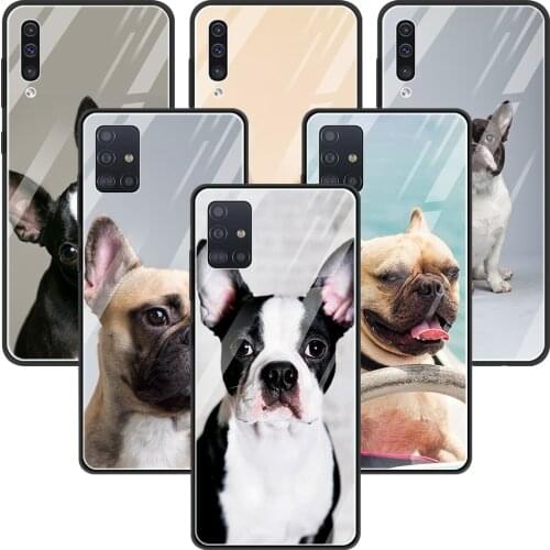 Phone Case For Samsung Galaxy A71 A52 A51 A91 A81 A72 A41 A31 A21s A21 A11 A01 M51 M31 M21 Glass Cover French Bulldog Dog