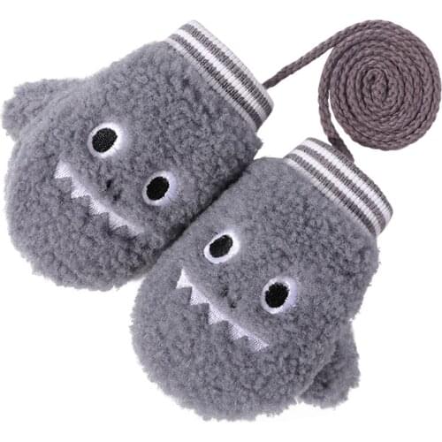 Children Gloves Kids Girls Boys Unisex Cute Cartoon Mittens Autumn and Winter Outdoor Warm Kids Gloves with Anti-lost String
