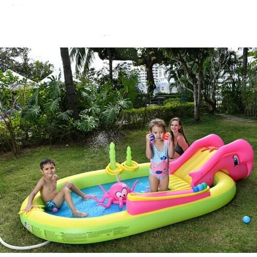 298CM Childrens Inflatable Swimming Pool Garden With Slide Pool Interesting Baby Sand Pool Ocean Ball Pool Water Slide for Baby