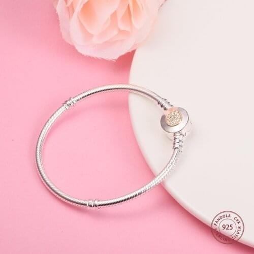 Two-Tone Signature Bracelet Argent 925 Sterling Silver 14K Gold Snake Chain Charm Bracelets for Women Jewelry Pulseras Wholesale