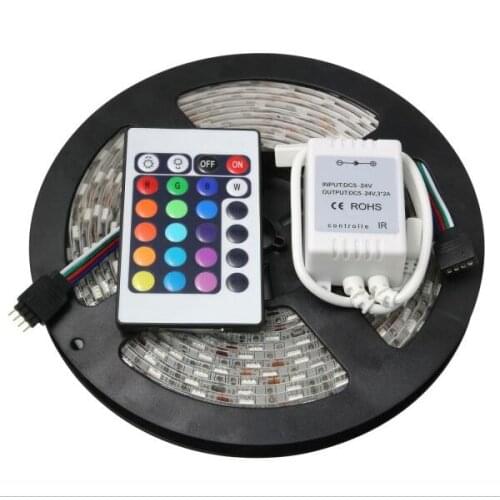 5M Waterproof SMD RGB 5050 LED Strip 300LED Flexible Strip light + 24 key IR remote
