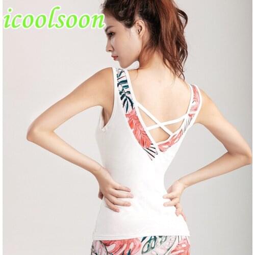 ICOOLSOON Pink Dai print tight yoga suit summer fitness sports casual vest thin gym workout set women pants leggings clothing