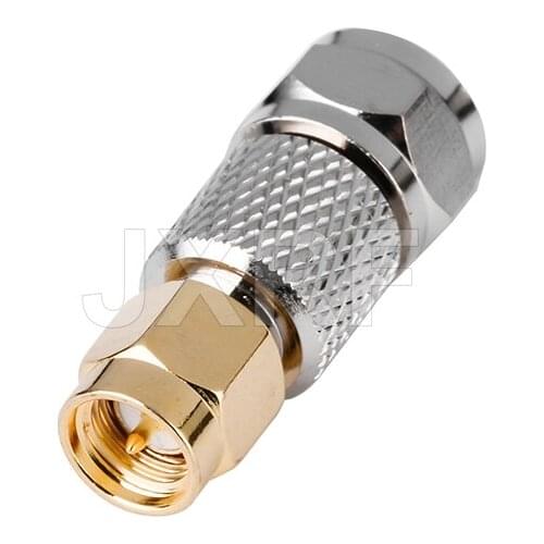 JXRF Coaxial Coax Adapter SMA Male Plug to F Male Plug Straight Gilded SMA to F Connector