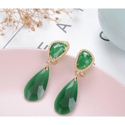 Korean New Style Luxury Classic Female Drop Zircon Earrings Womens Party Wedding Classic Best Selling Jewelry Earrings