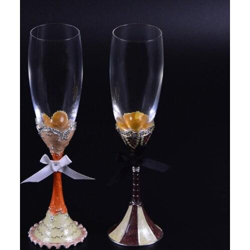 Top quality creative gift personalized crystal wedding glasses cup champagne red wine bride groom party decor Toasting Goblet