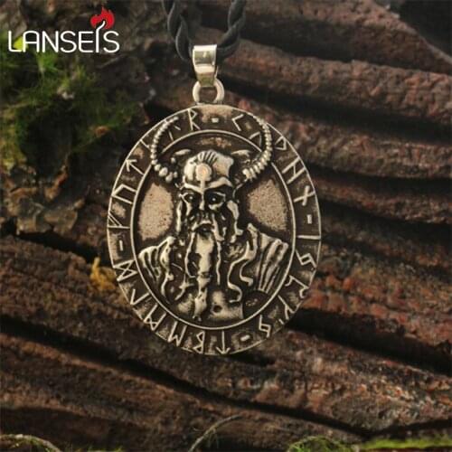 Lanseis10pcs Odin Viking Pendant Necklace men necklace