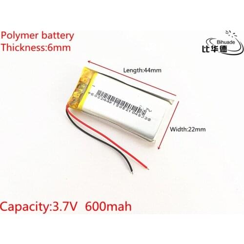 Free shipping Liter energy battery 602244 3.7V 600mAh Rechargeable lithium Li-Polymer Battery For GPS,mp3,mp4,mp5,dvd