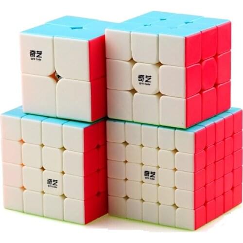 MIPOZOR QIYI 4pcs/Pack waterproof Stickerless Magic Speed Cube 2x2x2 3x3x3 4x4x4 5x5x5 Puzzle Educational toys